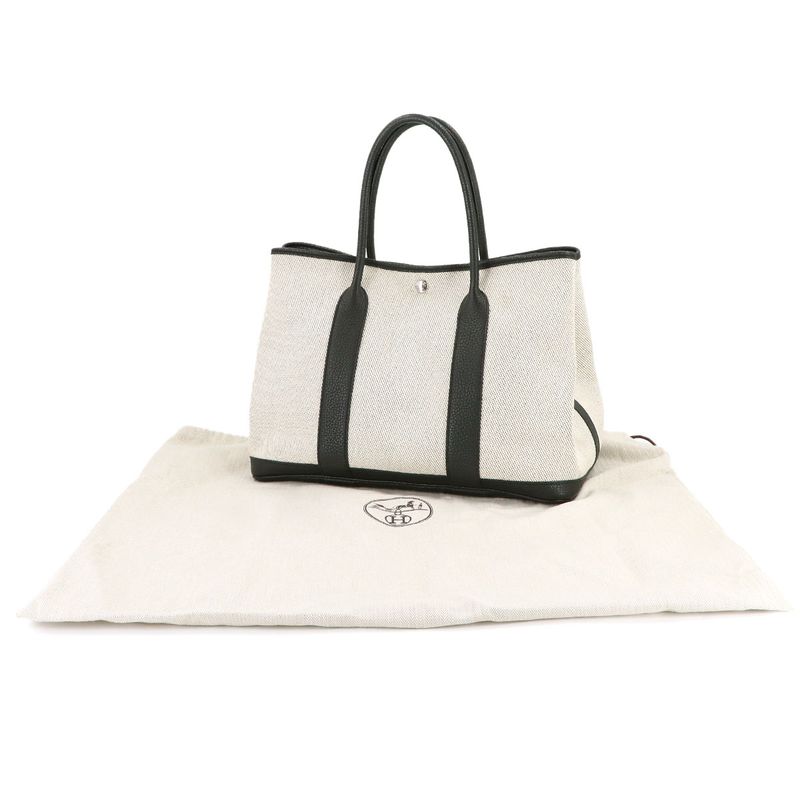 Hermes Garden Party 36 PM Tote Twill Ash Negonda Ecru Black Main Item: Ecru X