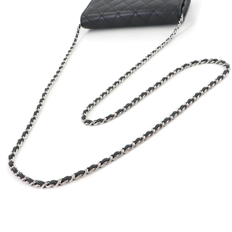 Chanel Quilted Classic Chain Wallet Caviar Leather Main Item: Black