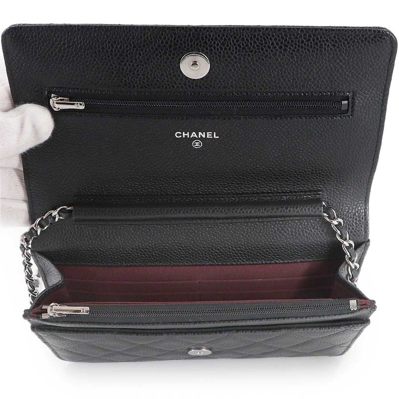 Chanel Quilted Classic Chain Wallet Caviar Leather Main Item: Black