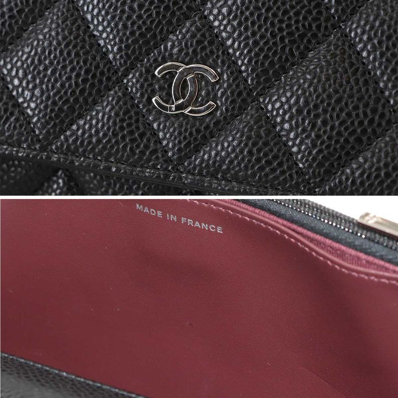 Chanel Quilted Classic Chain Wallet Caviar Leather Main Item: Black