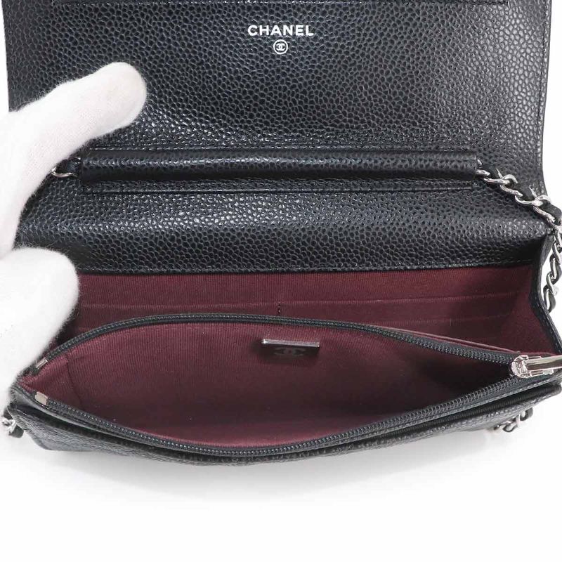Chanel Quilted Classic Chain Wallet Caviar Leather Main Item: Black