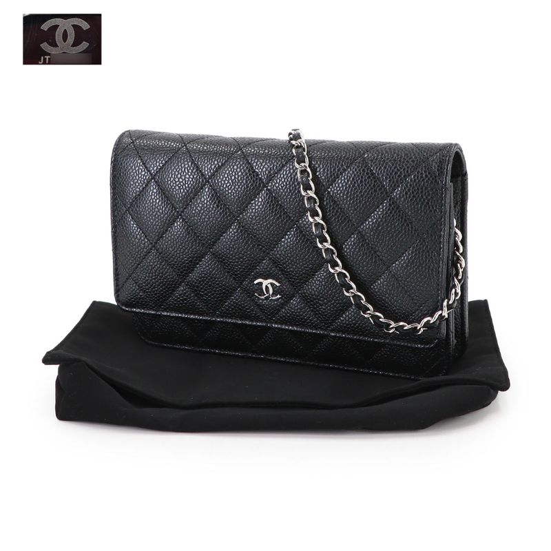 Chanel Quilted Classic Chain Wallet Caviar Leather Main Item: Black