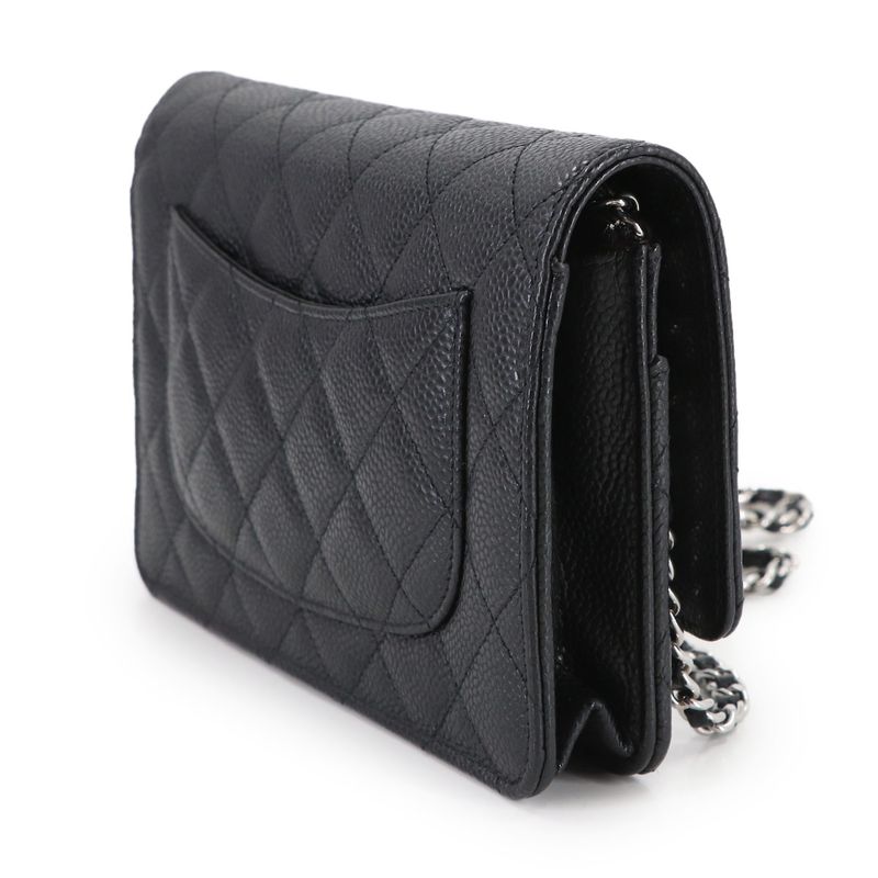 Chanel Quilted Classic Chain Wallet Caviar Leather Main Item: Black
