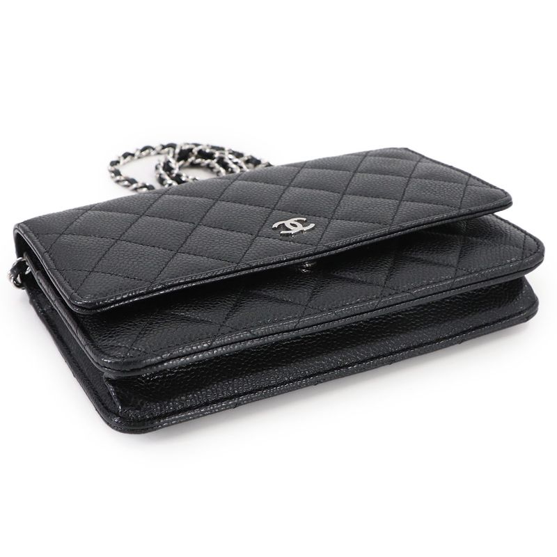 Chanel Quilted Classic Chain Wallet Caviar Leather Main Item: Black