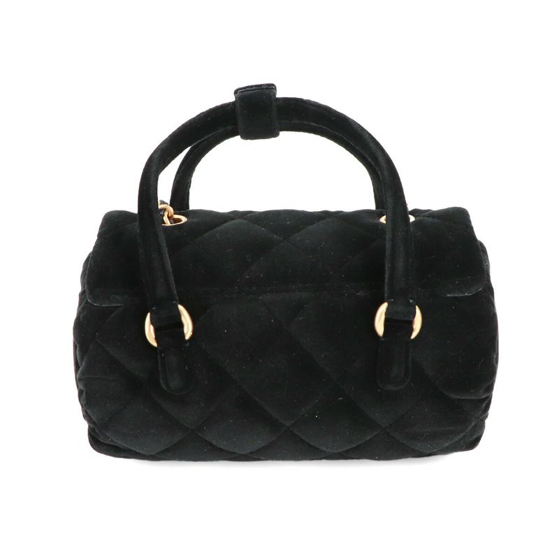 Chanel Quilted 2-Way Hand Chain Shoulder Bag Velvet Leather Main Item: Black