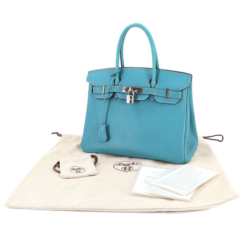 Hermes Birkin 30 Togo Blue Jean Hand Bag Silver Main Item: