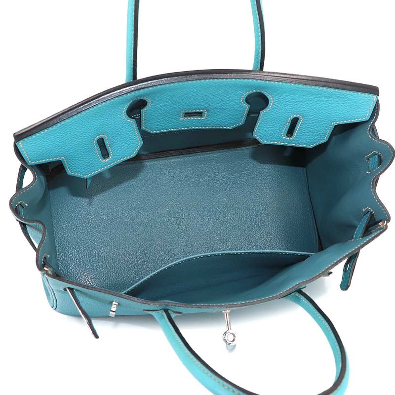 Hermes Birkin 30 Togo Blue Jean Hand Bag Silver Main Item: