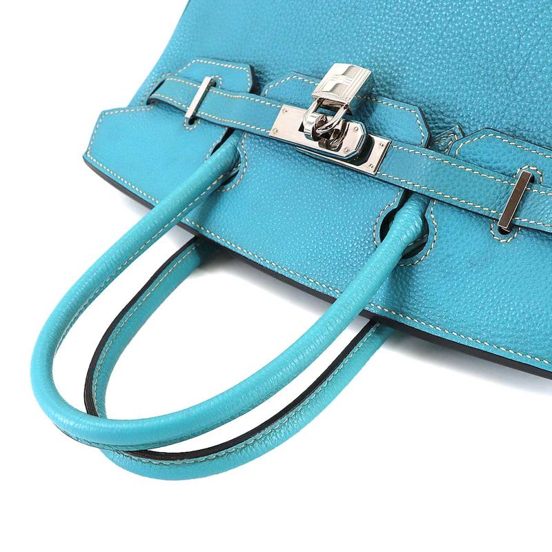 Hermes Birkin 30 Togo Blue Jean Hand Bag Silver Main Item: