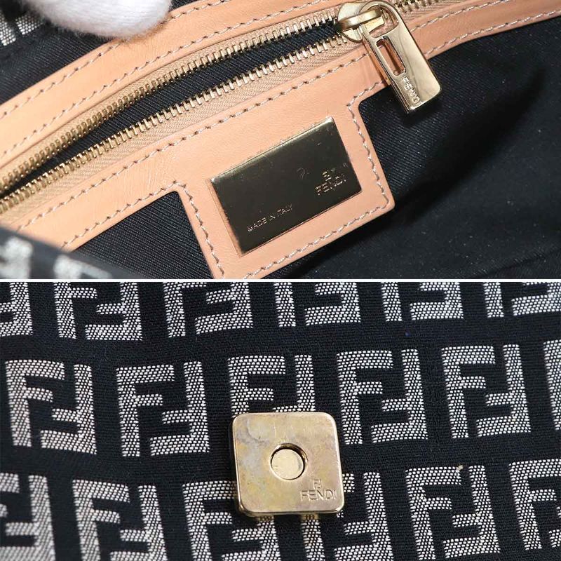 Fendi Zucchino Mamma Bucket Shoulder Bag Canvas Leather Black Gold Main Item: