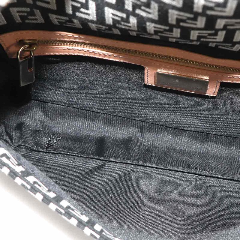 Fendi Zucchino Mamma Bucket Shoulder Bag Canvas Leather Black Gold Main Item: