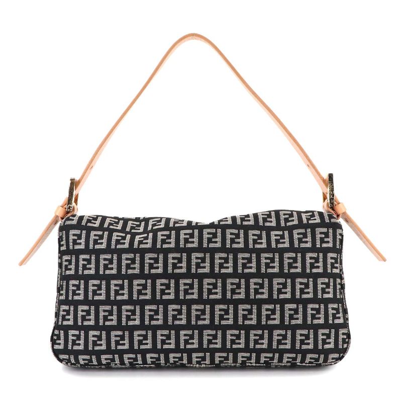 Fendi Zucchino Mamma Bucket Shoulder Bag Canvas Leather Black Gold Main Item: