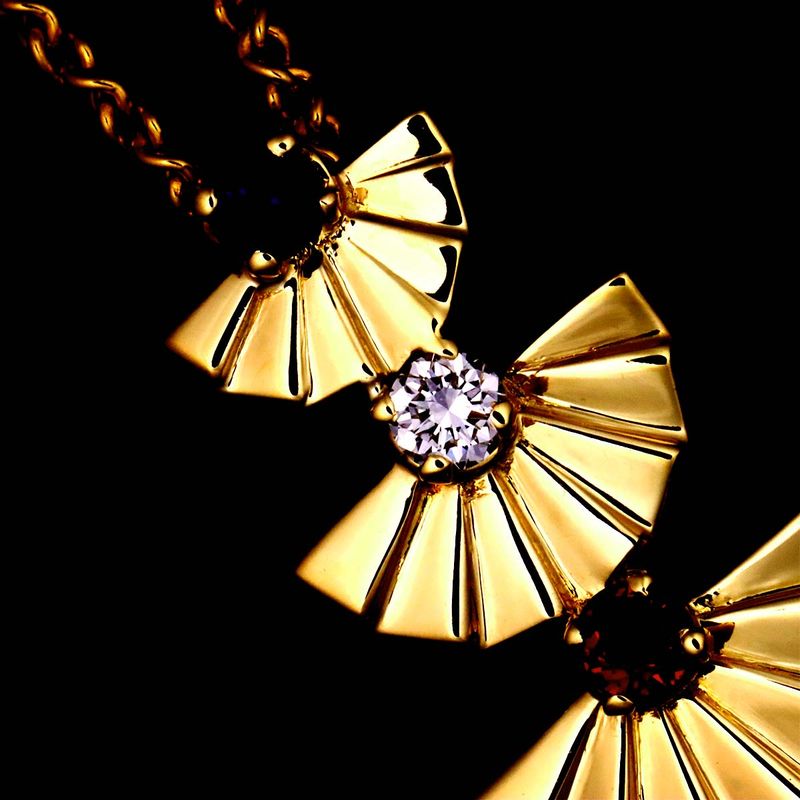 Dior Diamond Ruby Saffiano Necklace 18K YG Yellow Gold