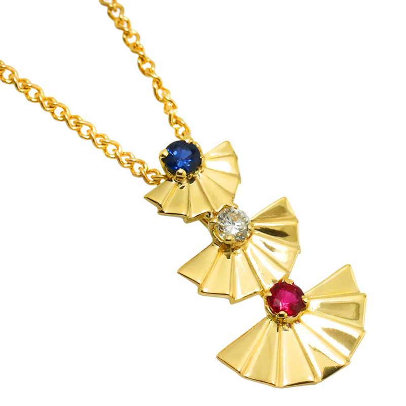 Dior Diamond Ruby Saffiano Necklace 18K YG Yellow Gold