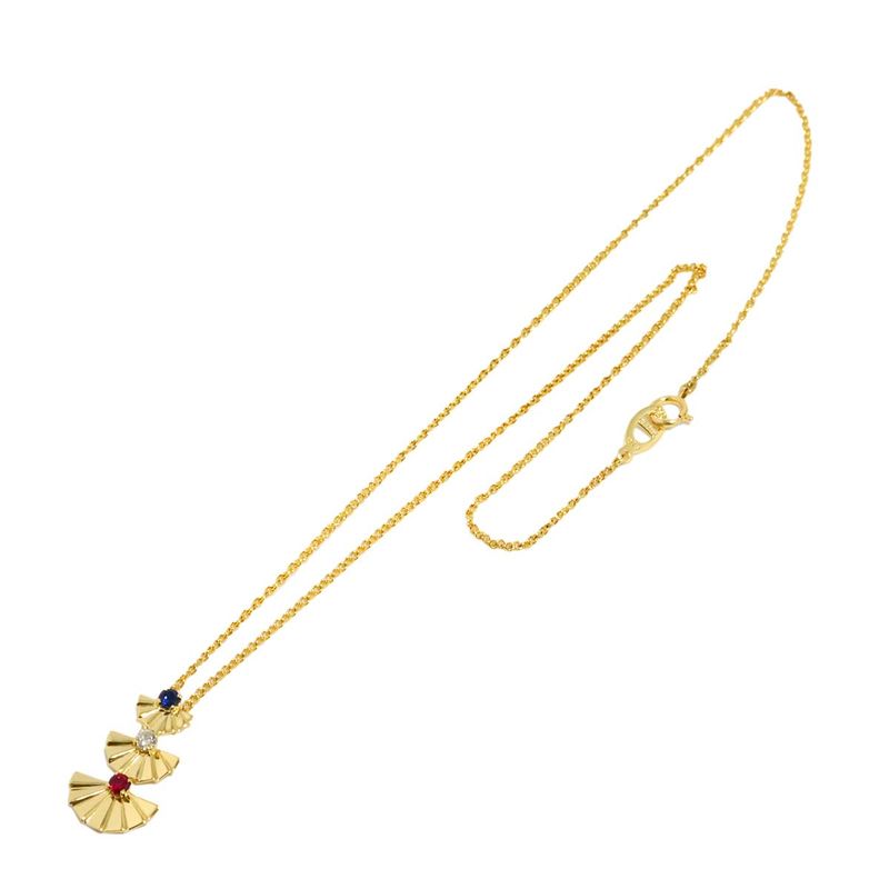 Dior Diamond Ruby Saffiano Necklace 18K YG Yellow Gold