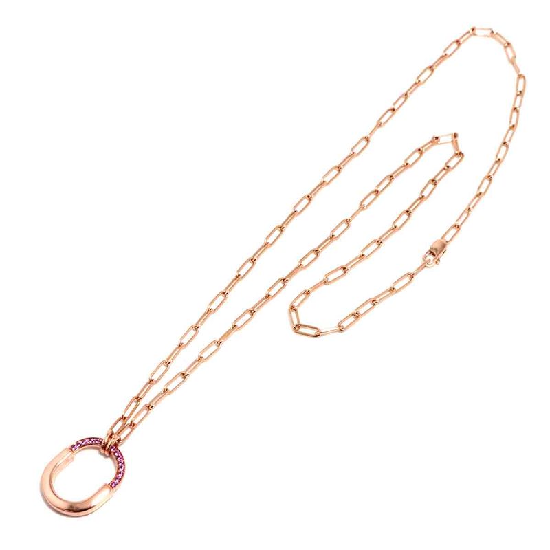 Tiffany & Co. Rock Small Pink Saffiano Necklace 18K