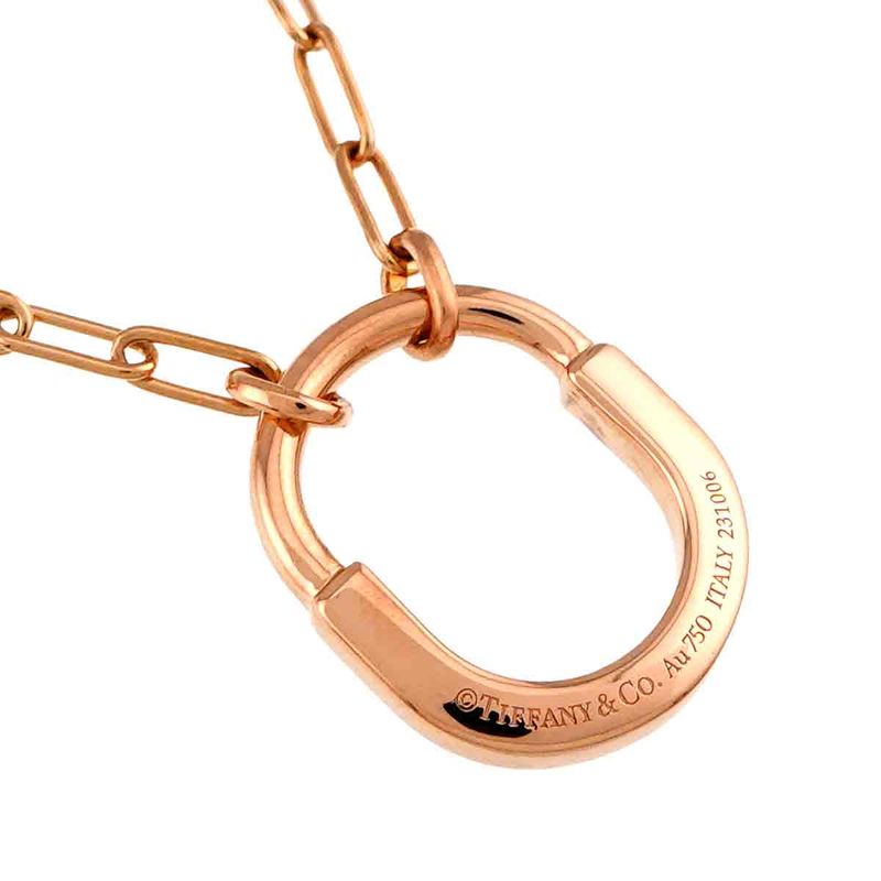 Tiffany & Co. Rock Small Pink Saffiano Necklace 18K