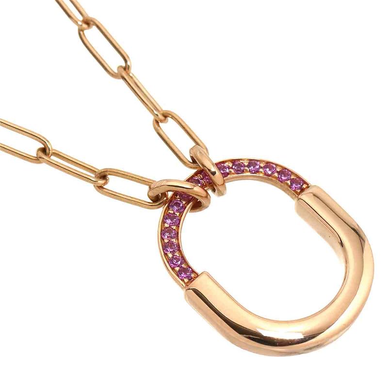 Tiffany & Co. Rock Small Pink Saffiano Necklace 18K