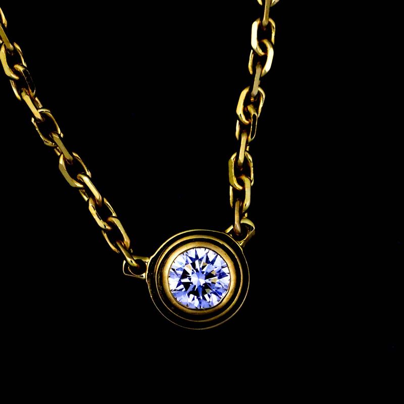 Cartier Damier Diamond Necklace XS 18K YG Yellow Gold 750 Diamant