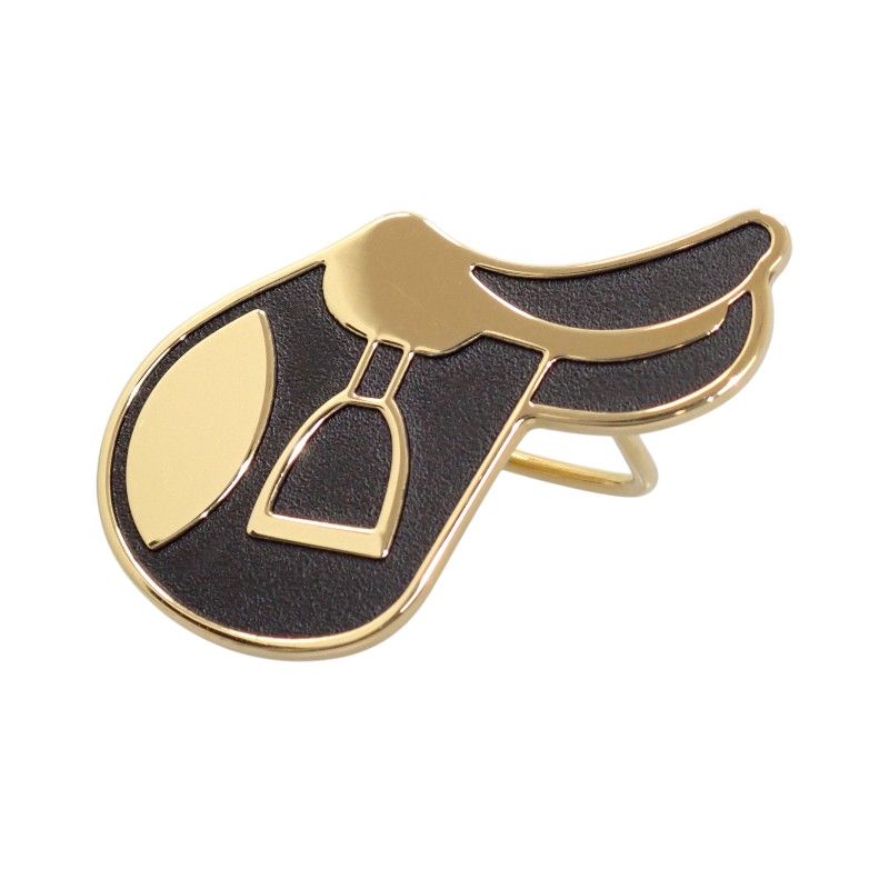 Hermes A Cheval Scarf Ring Metal Black Gold