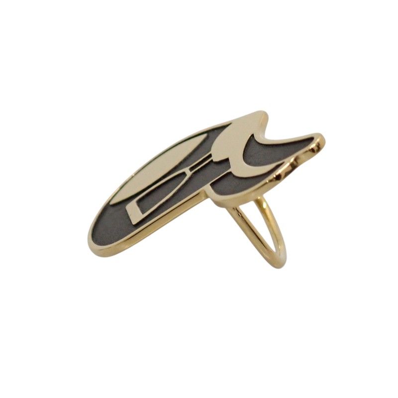 Hermes A Cheval Scarf Ring Metal Black Gold