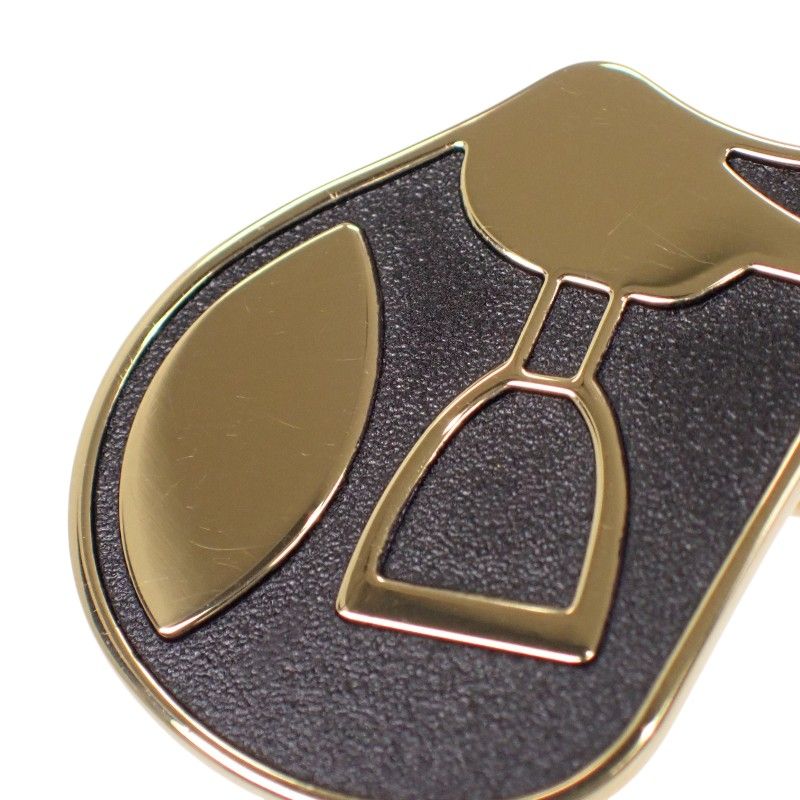 Hermes a Cheval Scarf Ring Metal Black Gold