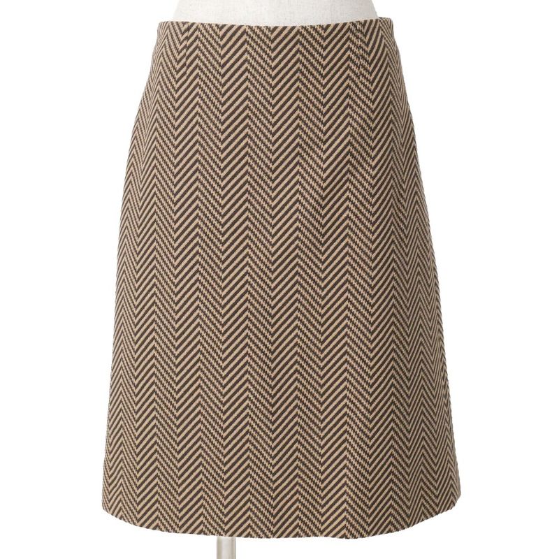 Celine Skirt 38 Herringbone Fleece Beige Brown