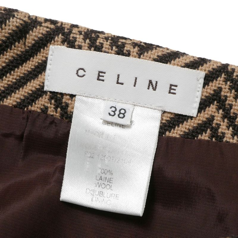 Celine Skirt 38 Herringbone Fleece Beige Brown