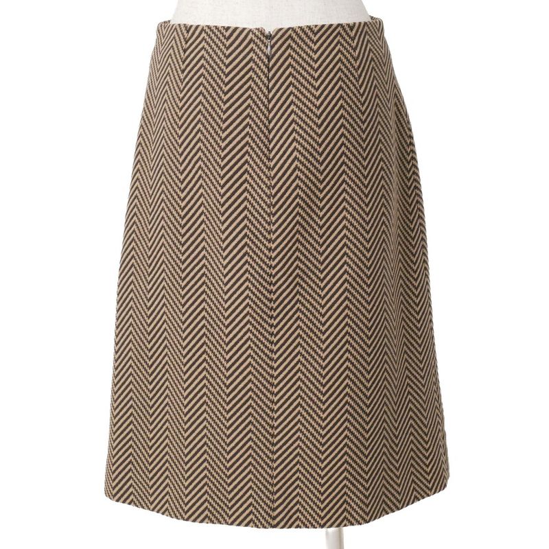 Celine Skirt 38 Herringbone Fleece Beige Brown