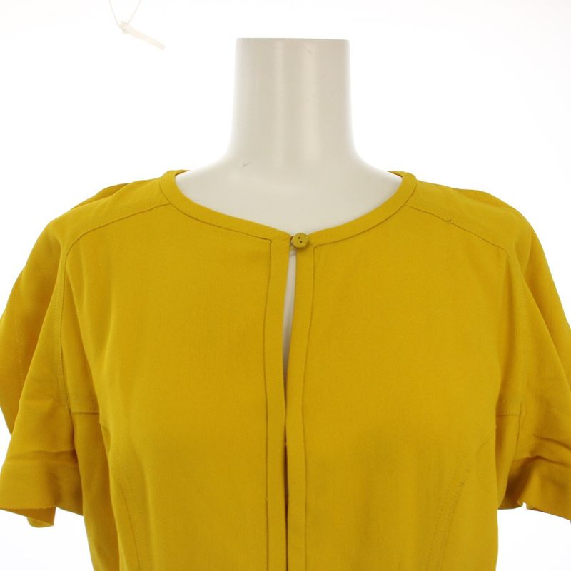 Fendi Dress Long Short Sleeve Bicolor 40 Yellow Navy B2Y