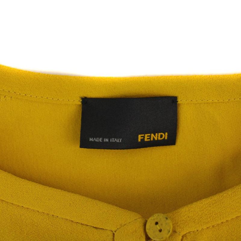 Fendi Dress Long Short Sleeve Bicolor 40 Yellow Navy B2Y
