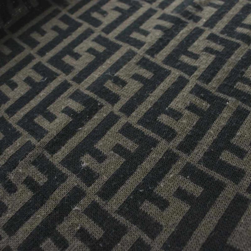 Fendi Scarf Shawl Zucca Pattern Logo Black Gray KU Black,