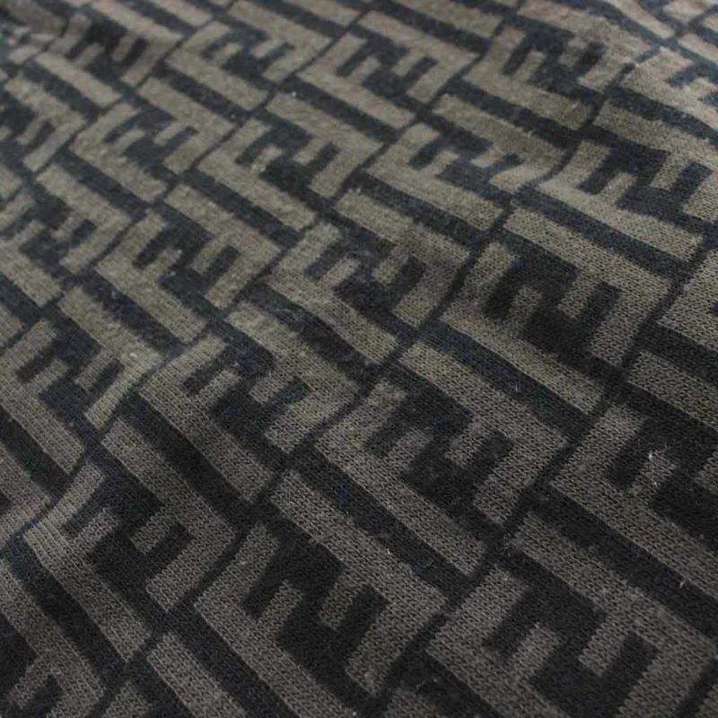 Fendi Scarf Shawl Zucca Pattern Logo Black Gray KU Black,