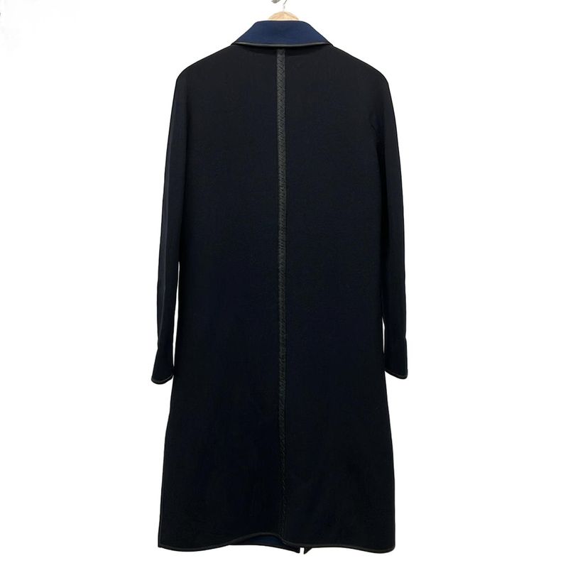 Bottega Veneta Coat 38 S Black Navy Long Sleeves Partial X