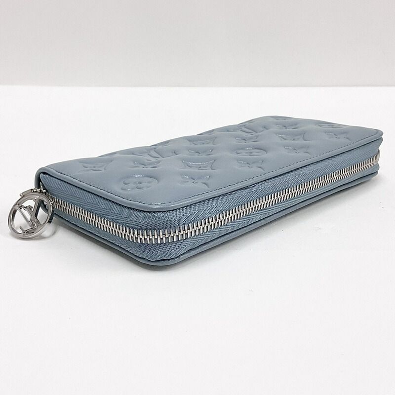 Louis Vuitton Zippy Wallet Monogram Embossed Blue Glacier