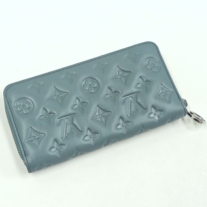 Louis Vuitton Zippy Wallet Monogram Embossed Blue Glacier
