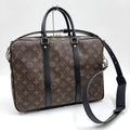 Louis Vuitton Porte Documents Voyage PM Business Bag Monogram Macassar Brown Black
