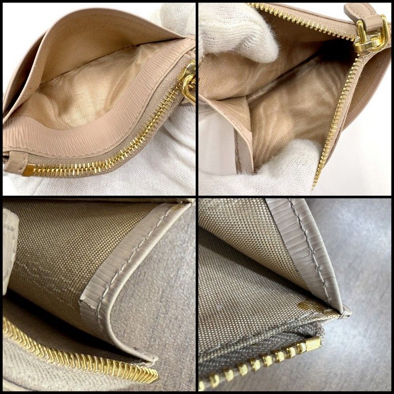 Prada Coin Case Leather Pink Beige Gold