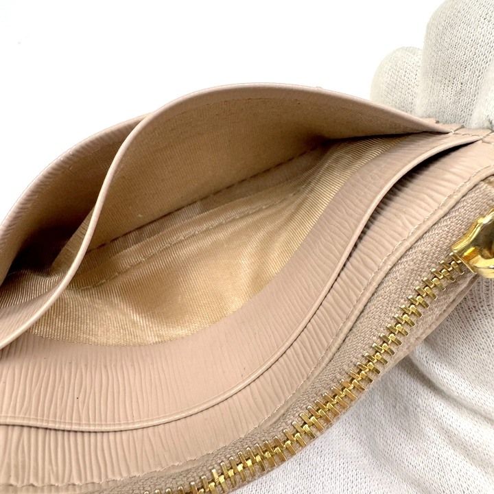 Prada Coin Case Leather Pink Beige Gold