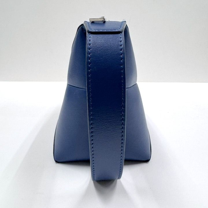 Loewe Puzzle Fold Wash Bag Second Bag Shiny Calf Leather Blue Undershi