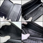 Gucci Zip Around Organizer GG Embossed Black Silver Leather Coin Purse