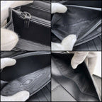 Gucci Zip Around Organizer GG Embossed Black Silver Leather Coin Purse