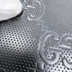 Gucci Zip Around Organizer GG Embossed Black Silver Leather Coin Purse
