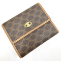Celine Trifold Wallet Macadam Leather Dark Brown Gold Dark X