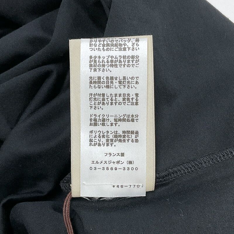 Hermes T-Shirt Short Sleeve Embroidery Black 40