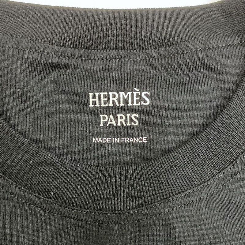 Hermes T-Shirt Short Sleeve Embroidery Black 40