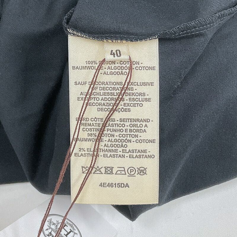 Hermes T-Shirt Short Sleeve Embroidery Black 40