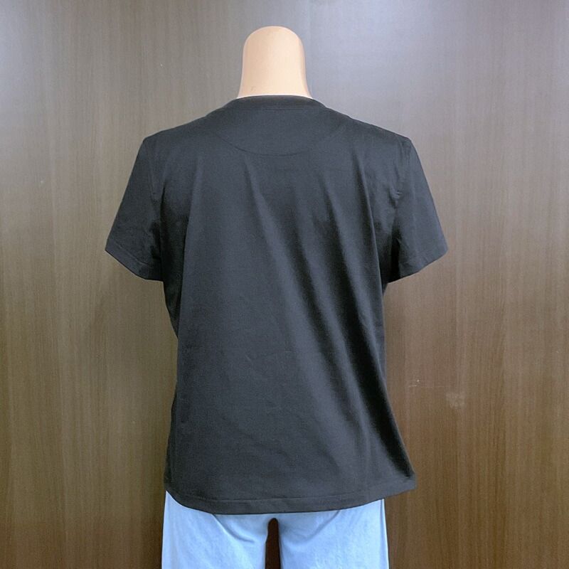 Hermes T-Shirt Short Sleeve Embroidery Black 40