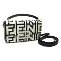 Fendi Baguette Phone Pouch Shoulder Leather Black White Silver