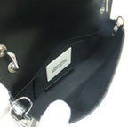 Fendi Baguette Phone Pouch Shoulder Leather Black White Silver