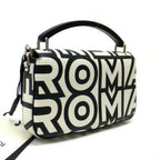 Fendi Baguette Phone Pouch Shoulder Leather Black White Silver